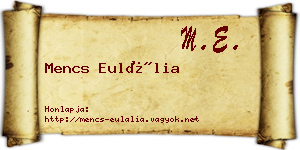 Mencs Eulália névjegykártya